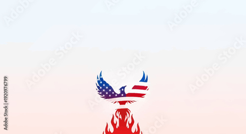 American eagle engulfed in flames symbolizing crisis and turmoil