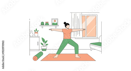 Woman doing yoga in a room.