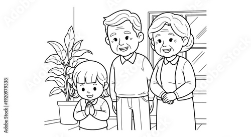 Family Praying Together Indoors.