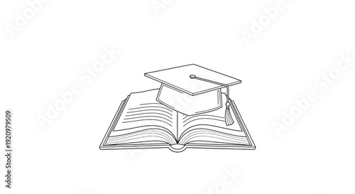 Graduation Cap on Open Book.