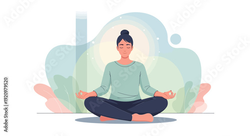 Woman Sitting in Meditation Posture.