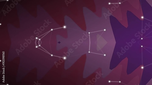 Abstract Purple Constellation Network with Geometric Dots and Luminous Connections for Modern Digital Graphics.