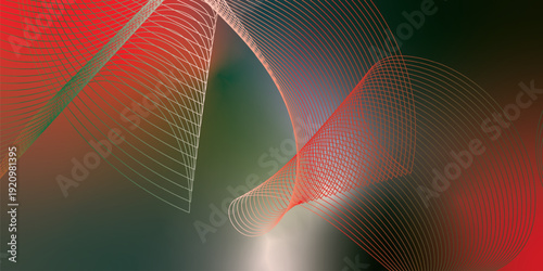 Dark textured noisy background featuring vibrant red, green and white abstract glowing gradient waves with soft blur effect for modern header, poster and banner design