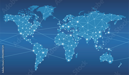 Global Network World Map Background – International Digital Connection Technology Concept