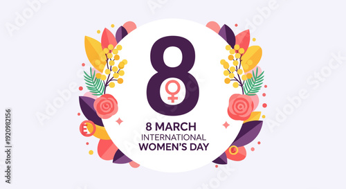 8 March International Women’s Day Flat Typography Background