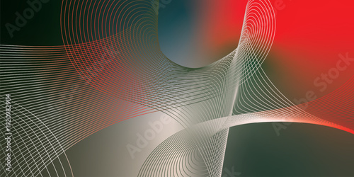 Dark textured noisy background featuring vibrant red, green and white abstract glowing gradient waves with soft blur effect for modern header, poster and banner design