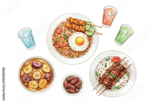 watercolor delicious bukber ramadhan menu