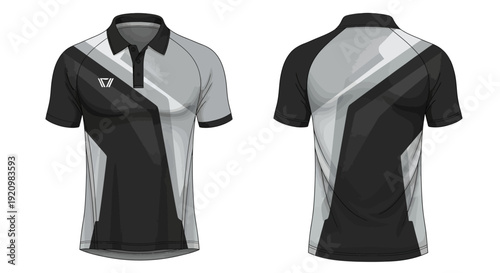 Modern Short-Sleeve Polo Shirt Design for Men and Women, Front and Back View