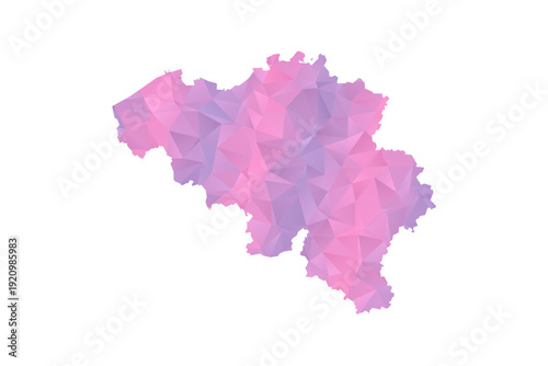 Belgium Map - Polygon Style Vector Illustration in Pink and Purple Gradient, Low Poly Geometric Design, Isolated on White Background for Infographics and Education.