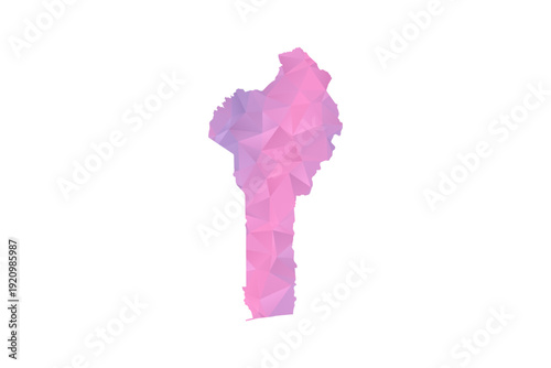 Benin Map - Polygon Style Vector Illustration in Pink and Purple Gradient, Low Poly Geometric Design, Isolated on White Background for Infographics and Education.