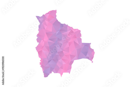Bolivia Map - Polygon Style Vector Illustration in Pink and Purple Gradient, Low Poly Geometric Design, Isolated on White Background for Infographics and Education.