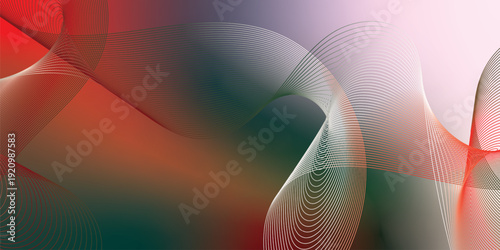 Dark textured noisy background featuring vibrant red, green and white abstract glowing gradient waves with soft blur effect for modern header, poster and banner design