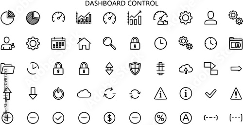 Dashboard Control Icon Set: Business, Analytics, Settings, and User Interface Elements