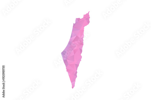 Palestine Map - Polygon Style Vector Illustration in Pink and Purple Gradient, Low Poly Geometric Design, Isolated on White Background for Infographics and Education.