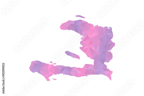 Haiti Map - Polygon Style Vector Illustration in Pink and Purple Gradient, Low Poly Geometric Design, Isolated on White Background for Infographics and Education.