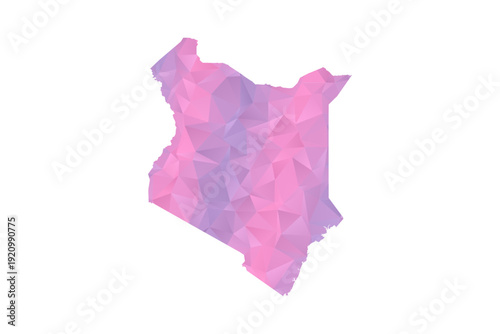 Kenya Map - Polygon Style Vector Illustration in Pink and Purple Gradient, Low Poly Geometric Design, Isolated on White Background for Infographics and Education.