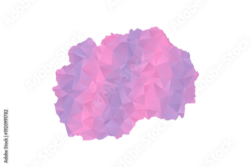 Macedonia Map - Polygon Style Vector Illustration in Pink and Purple Gradient, Low Poly Geometric Design, Isolated on White Background for Infographics and Education.