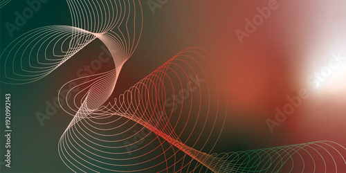 Dark textured noisy background featuring vibrant red, green and white abstract glowing gradient waves with soft blur effect for modern header, poster and banner design