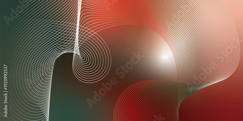 Dark textured noisy background featuring vibrant red, green and white abstract glowing gradient waves with soft blur effect for modern header, poster and banner design
