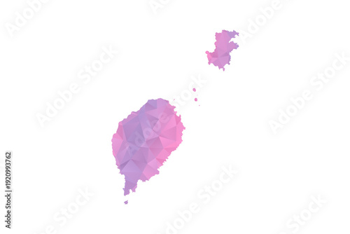 Sao Tome and Principe Map - Polygon Style Vector Illustration in Pink and Purple Gradient, Low Poly Geometric Design, Isolated on White Background for Infographics and Education.