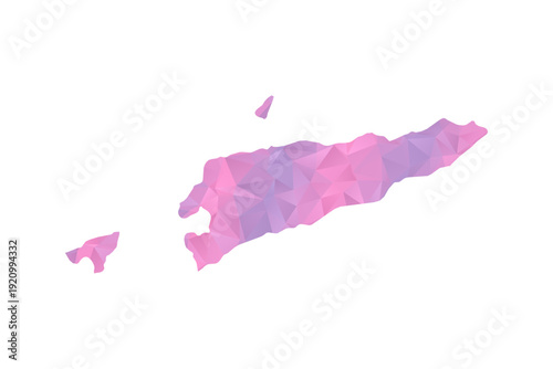 Timor Leste Map - Polygon Style Vector Illustration in Pink and Purple Gradient, Low Poly Geometric Design, Isolated on White Background for Infographics and Education.