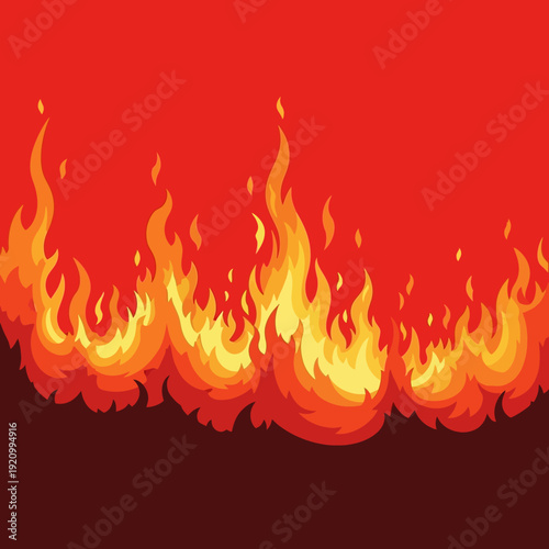 Vibrant Flames Burning Brightly Orange Fire.