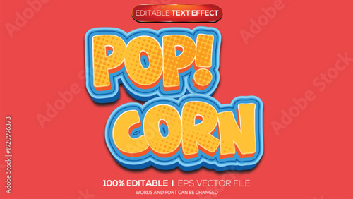 3d text effect pop corn theme