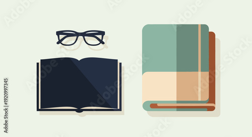 Glasses and Books on Display.