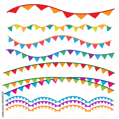 Continuous rows of festive pennants