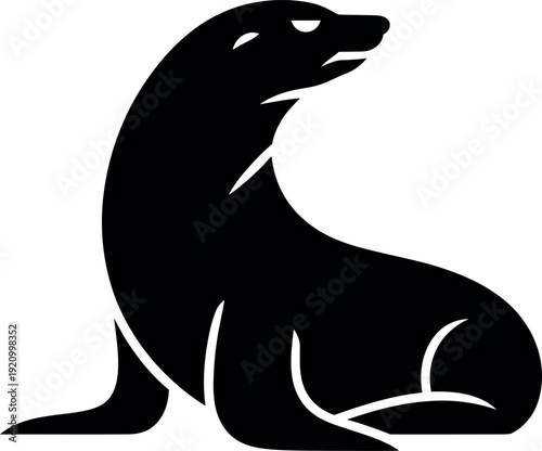 Minimalist black sea lion silhouette vector illustration of marine mammal in profile view with sleek design elements