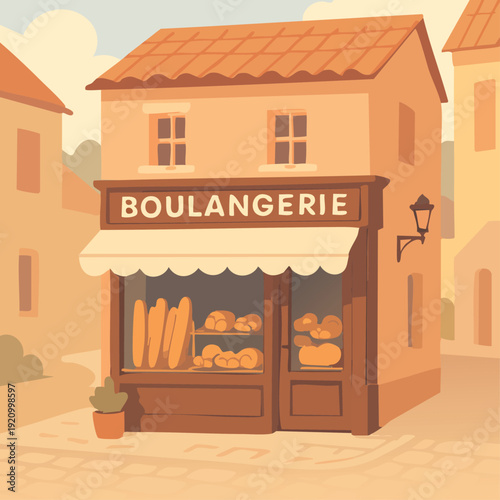 front view of a classic european bakery boulangerie