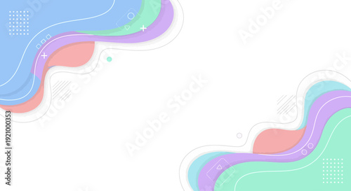 Abstract Pastel Waves Background with Geometric Shapes