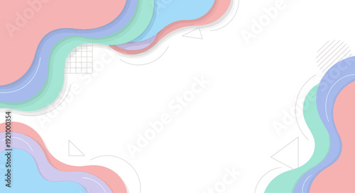 Abstract Pastel Waves Background with Geometric Shapes, Soft Colors, Minimalist Design