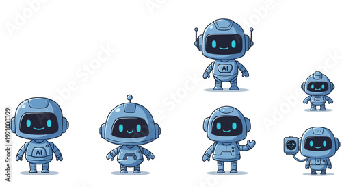 Cute AI Robots Collection: Pixel Art Characters for Technology and Future Concepts
