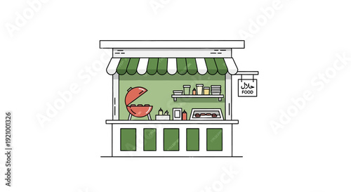 Illustrated halal food stall minimalist design for culinary concepts