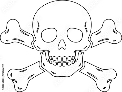 Skull Cross Bone Icon Collection Group with Pirate Symbol, Danger Sign, Poison Emblem, Hazard , Gothic Tattoo Design, Halloween Graphic for Sticker Logo Print Poster Banner.