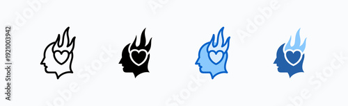 Passion Icon Sheet Multiple Style Collection Isolated Vector