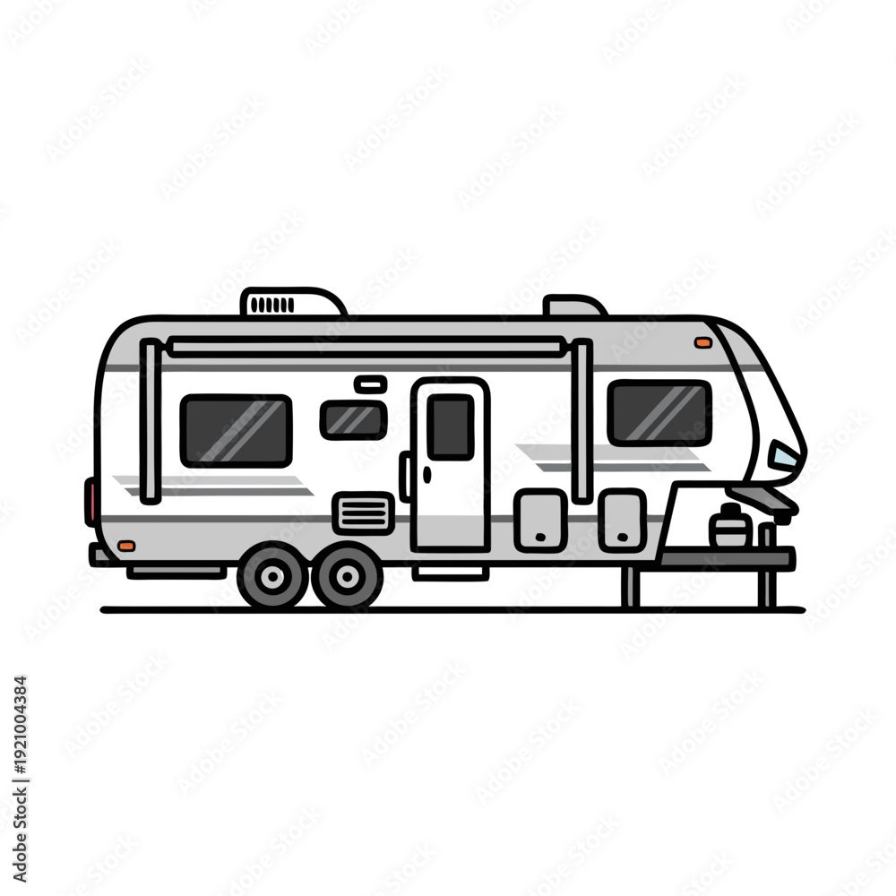 custom made wallpaper toronto digital2D Flat Vector 5th Wheel RV Side View Illustration