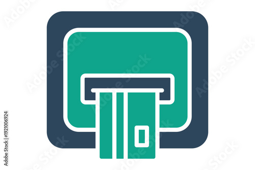 ATM Machine solid icon. Icon related to bank. cash transactions elements vector illustration. Transparent background