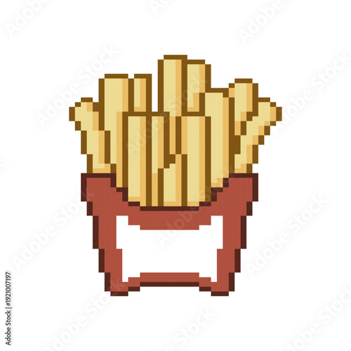 Pixel Art Crispy French Fries In Red Box