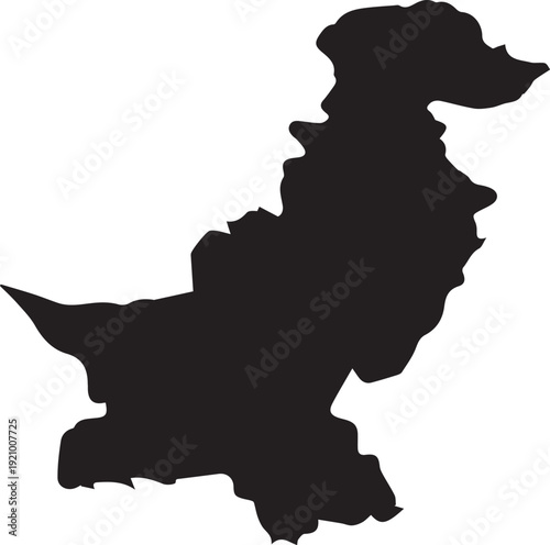 Pakistan map silhouette outline country geographic asia