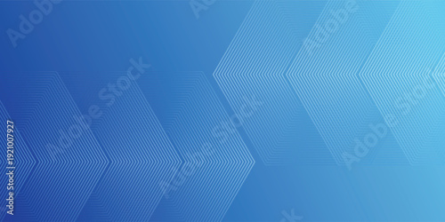 Abstract blue background with modern geometric chevron patterns made of thin white lines.