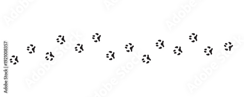 Animal footprint trail pattern with walking paw marks, track path illustration element