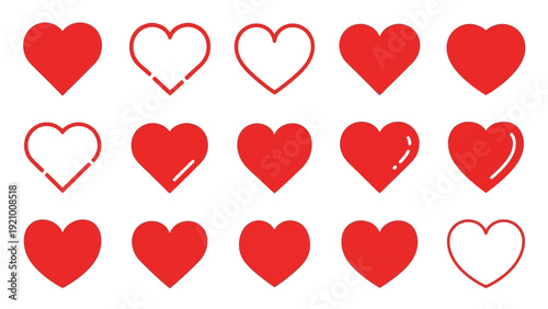 Collection of red and white hearts.