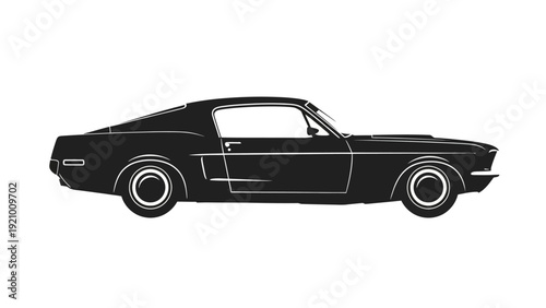 Vintage Black Muscle Car Illustration.