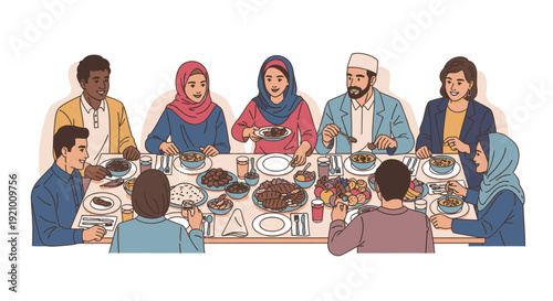Diverse People Sharing Meal Together.