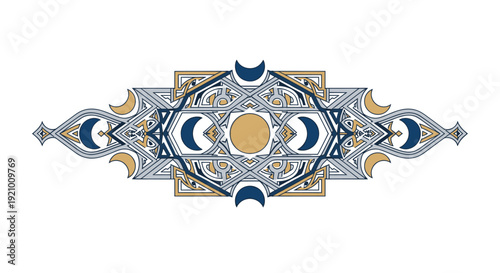 Intricate Islamic Pattern with Moon Phases Design.