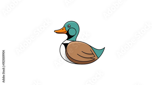 Colorful Cartoon Duck Illustration.