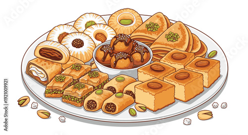 Assorted Indian Sweets on White Plate.
