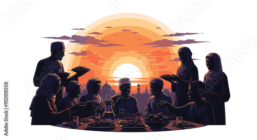 Group of People Sitting Together at Sunset 2.